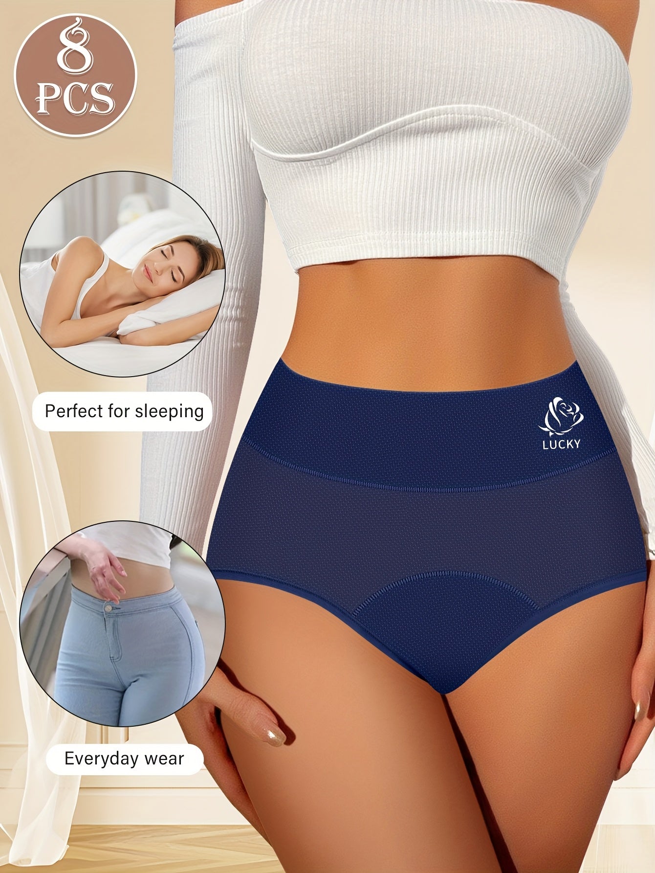 Women's 8-Pack Mid-Rise Period Briefs - Floral Leak Protection