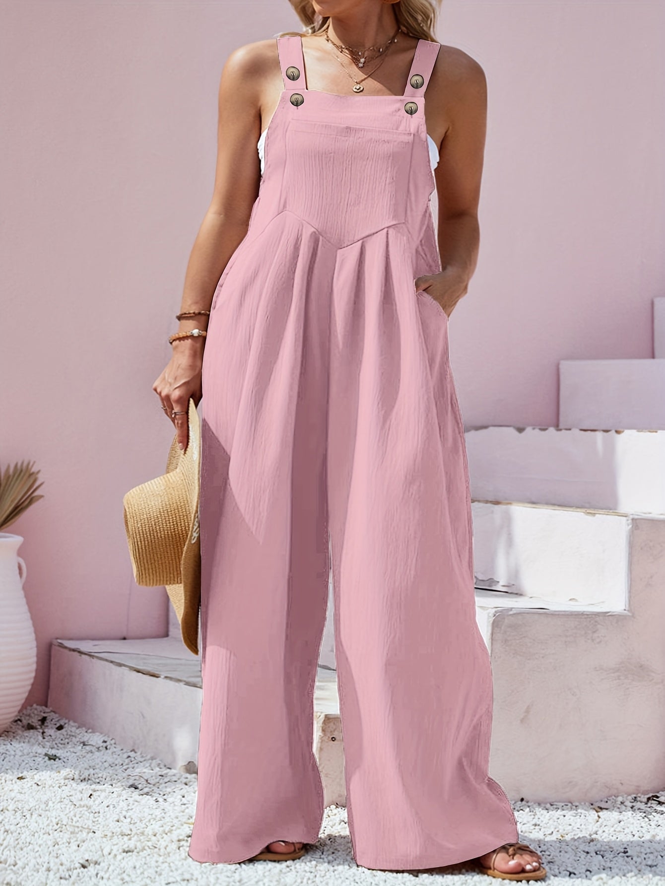 Women's Casual Jumpsuit - Button Detail Regular Fit