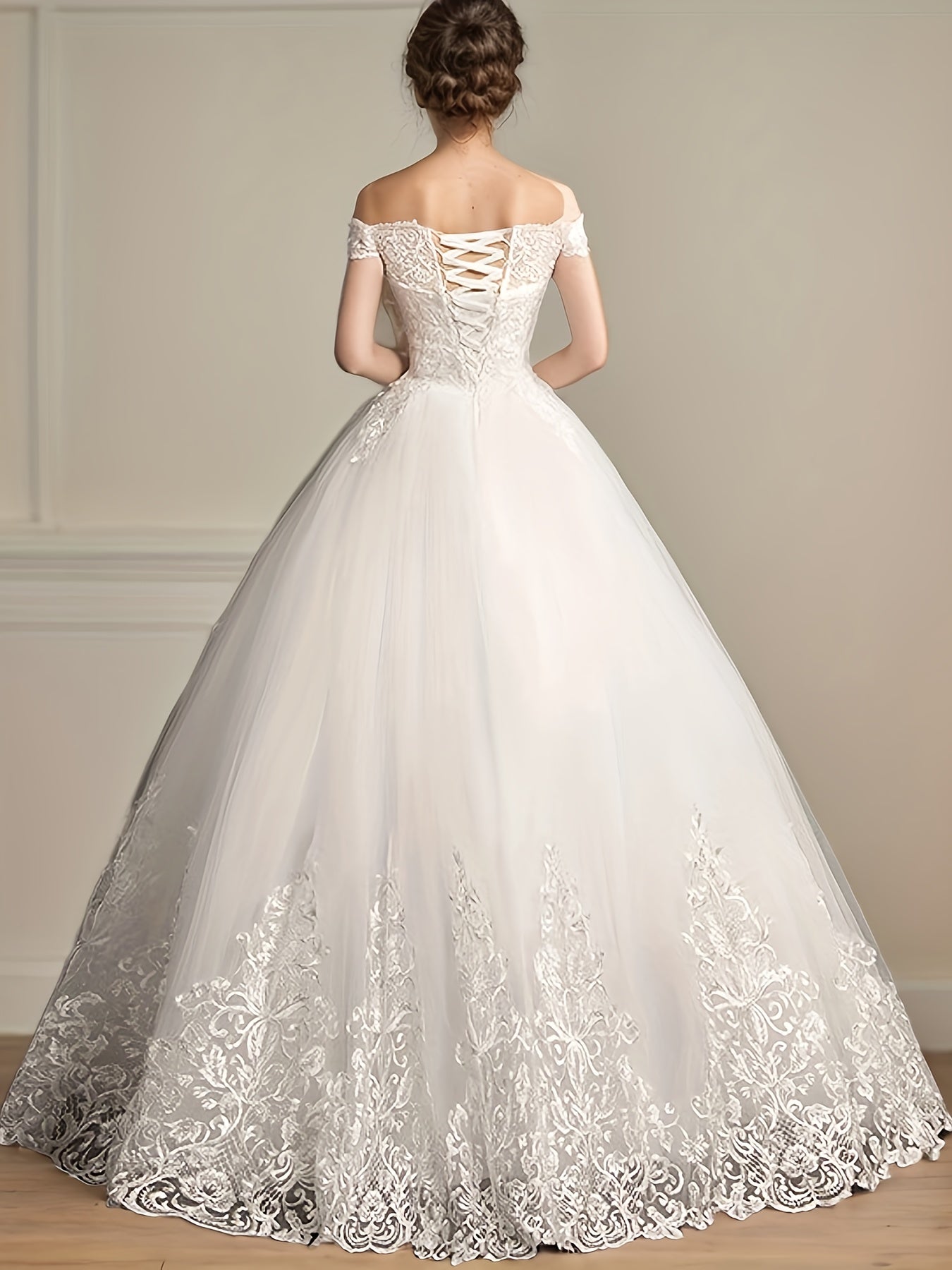 Women's Lace Off Shoulder Wedding Dress - Easy Styling detail image - detail view 10
