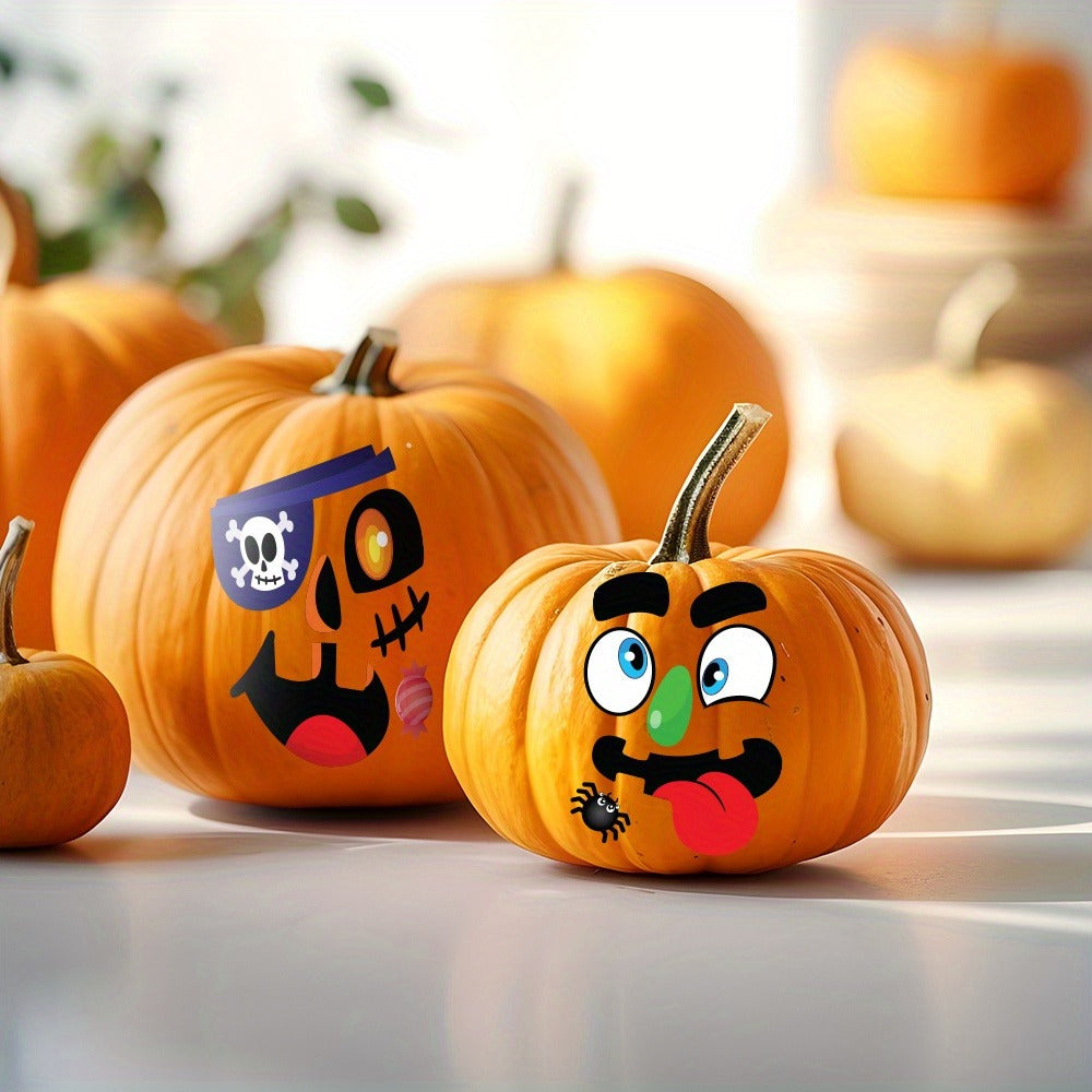 No-Carve Pumpkin Decorating Kit for Kids – 40 Faces 18 Sticker Sheets 12 Designs Halloween Pumpkin Decoration Craft, Trick or Treat Party Supplies & Favors