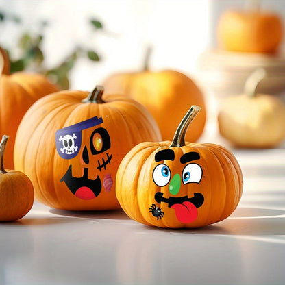 No-Carve Pumpkin Decorating Kit for Kids – 40 Faces 18 Sticker Sheets 12 Designs Halloween Pumpkin Decoration Craft, Trick or Treat Party Supplies & Favors