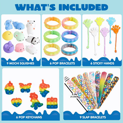 Party Favors Toys 60 Pack – 9 Styles Bulk Fidget Toy Set for Kids, Goodie Bag Fillers, Birthday Party Prizes, Pinata Stuffers, Classroom Rewards for Boys & Girls