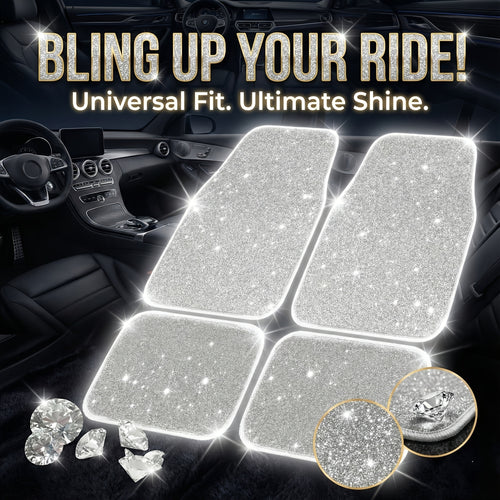 4/8pcs Set for Women Flash Crystal Car Floor Mats Sparkling Durable Waterproof Non-Slip Auto Foot Pads, Fashionable Car Interior Flooring And Carpeting, Easy-To-Clean Auto Interior for Cars, Universal Floor MATS, Christmas Present