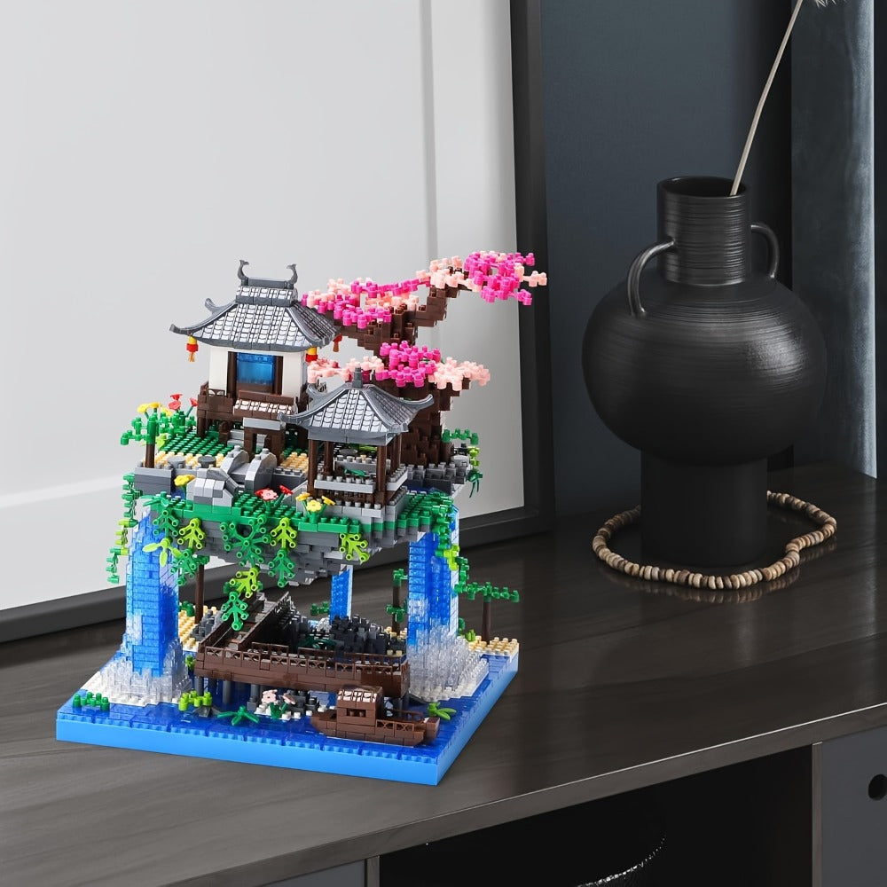 Bonsai Tree Building Set 3320 Pieces Micro Blocks – Chinese Architecture Peach Blossom Cherry Blossom Miniature Model Kit, Unique Birthday Christmas Gift for Adults Teens Collectors