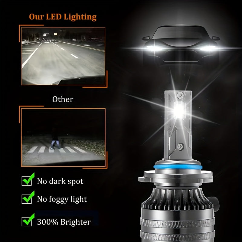 2pcs H1 LED Bulbs, H7 LED Bulbs, H4 LED Bulbs, H11 HB3 9005 Bulbs, HB4 9006 Bulbs, HIR2 Bulbs. Perfect for Car Enthusiasts As A Gift to Enhance Nighttime Driving Safety. Upgraded with 30, 000 Lumens, 350 Watts, Automatic Headlights, 12V, 6500K.