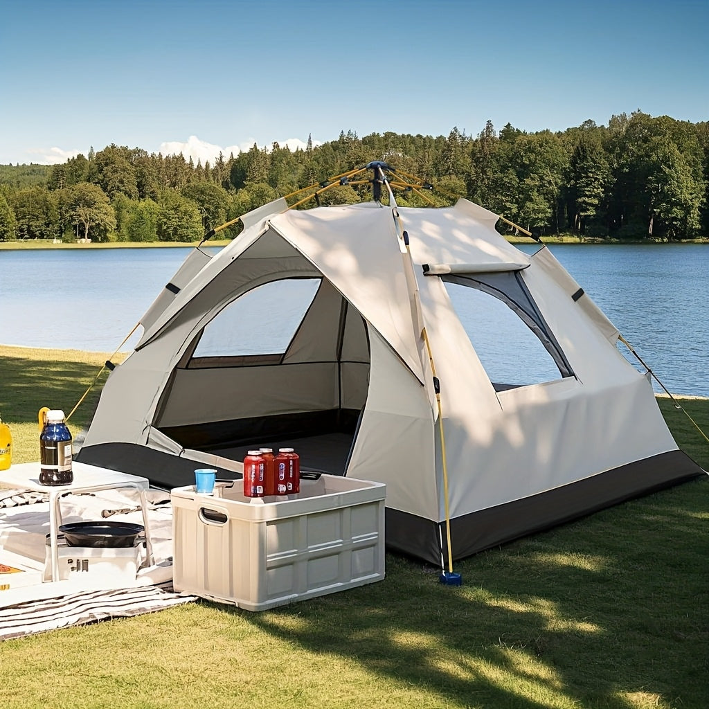 Pop Up Beach Tent Automatic Quick Open Camping Tent Waterproof Sunproof Portable Outdoor Tent 2 Doors 210x150x125cm All Season Square Camp Tent for Hiking Picnic Music Festival Family Outdoor Activities