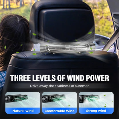 Bladeless Car USB Fan – 3-Speed Silent Cooling, USB Powered, Universal Fit for All Vehicles, Car Seat Desk Fan for Summer Heat Relief in Traffic (White / Black)