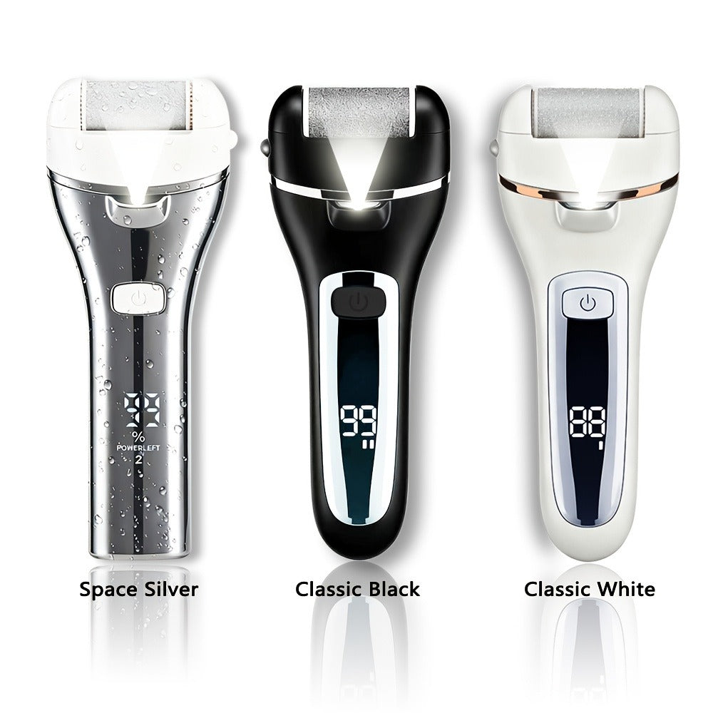 Electric Foot File 14-in-1 Rechargeable Pedicure Kit 3 Roller Heads Dead Skin Callus Remover Portable Foot Scrubber Professional Foot Care Tool for Women Men Black White Silver