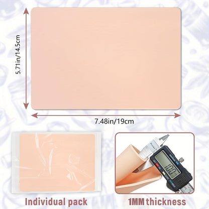 Tattoo Practice Skin Kit – Double-Sided Silicone Training Skin with Transfer Papers for Microneedling, Eyebrow & Lip Tattoo – Soft & Durable Beginner Set (34pcs or 71pcs)
