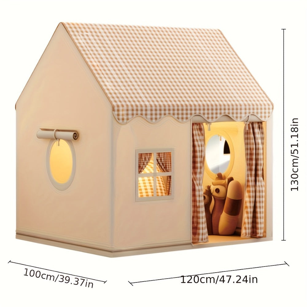 Kids Play Tent Cabin Style for Indoor Outdoor – Checked Polyester Playhouse for Toddlers Ages 2-6, Imaginative Role Play Pretend House | Best Birthday & Holiday Gift for Boys and Girls