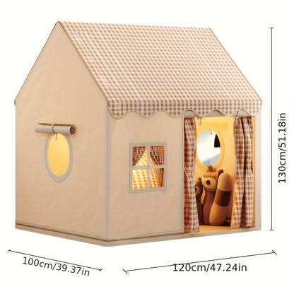 Kids Play Tent Cabin Style for Indoor Outdoor – Checked Polyester Playhouse for Toddlers Ages 2-6, Imaginative Role Play Pretend House | Best Birthday & Holiday Gift for Boys and Girls