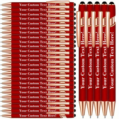 Custom Engraved Luxury Pens Bulk Set with Touch Tip & Soft Grip - Personalized with Logo, Name or Text, Elegant Gift Pens for Wedding, Birthday, Christmas, Office, Party Giveaways - 25/30/35/45/50 Pcs