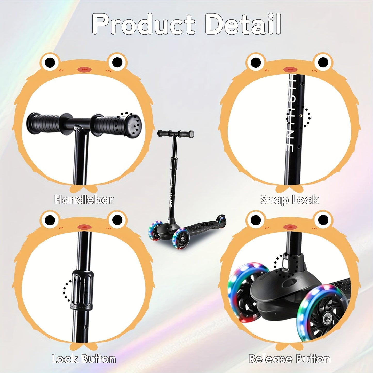 Kids 3-Wheel Scooter 2-Pack Light-Up Wheels Adjustable Height Lean to Steer, Wide Deck
