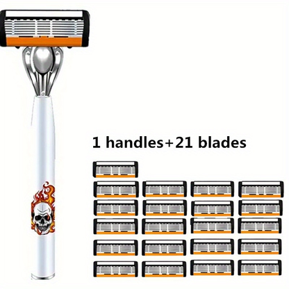 Men's Safety Razor with Replacement Blades - Anti-Slip Stainless Steel Handle Shaver for Beard & Sideburns, Classic Style Wet Shaving Razor, Multiple Blade Bundle Options