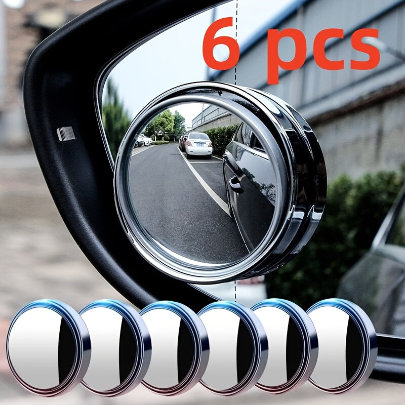 6pcs Car Blind Spot Mirrors | 360° Adjustable Wide Angle Rearview Mirrors for Reversing and Parking, Anti-Glare HD Glass, Universal Fit for All Vehicles