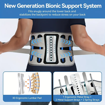 Lumbar Support Belt for Men & Women – Adjustable Lower Back Brace with Aluminum Alloy Reinforcement, Breathable Hook-and-Loop Waist Support for Gym, Office, Warehouse & Heavy Labor (M–XXXL)