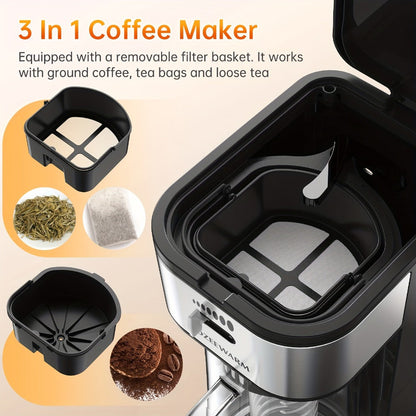 Iced Tea & Coffee Maker 3 QT Pitcher with Reusable Filter Basket | Adjustable Brew Strength | Cold Brew Machine for Iced Tea, Lattes, Lemonade & Flavored Water | Black