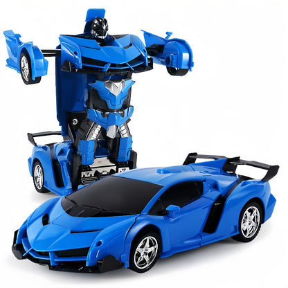Transforming RC Robot Car for Kids 2.4GHz – One-Button Deformation Stunt Car 360 Drift LED Lights, Remote Control Toy Gift for Boys Ages 3 4 5 6 7 Birthday Easter Christmas (Red/Blue/Yellow)