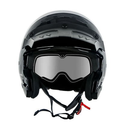 Convertible Motorcycle Helmet Full Face & Open Face 2-in-1 – Detachable Visor, Face Mask & Smoked Shield, Aerodynamic Thermoplastic Shell, Classic Style, Adult S/M/L/XL