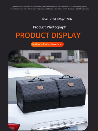 Car Trunk Storage Box Foldable Faux Leather Organizer – High-Capacity 30L/35L Vehicle Cargo Box, Multi-Pocket Space-Saving Trunk Organizer for Women, Daily Use & Road Trips