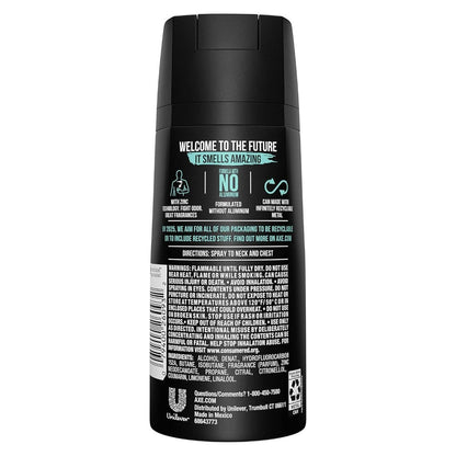 AXE Apollo Body Spray Deodorant Men Aluminum Free Long-Lasting Odor Protection Sage Cedarwood Scent 4oz 3 Count Pack Fresh Masculine Fragrance Daily Use