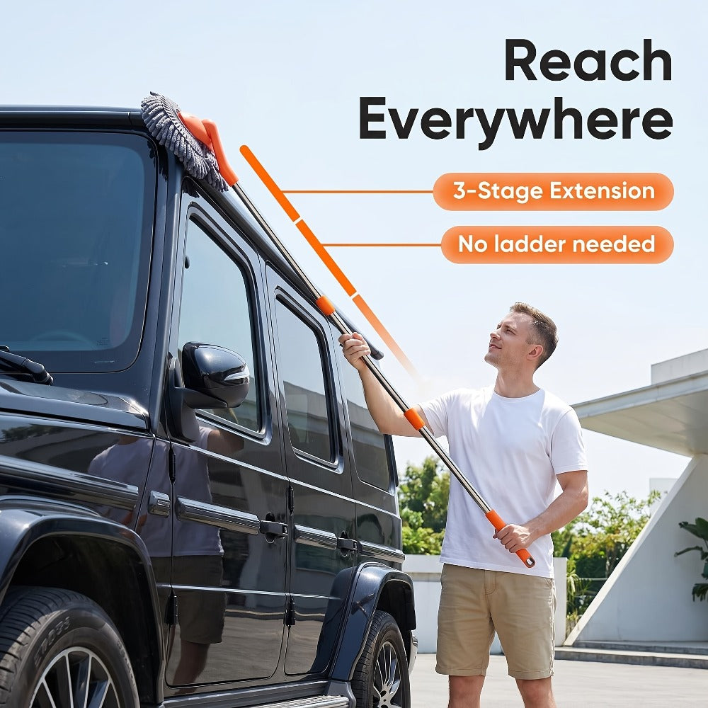 Car Wash Mop with Adjustable Handle – Microfiber Cleaning Brush for Cars & Trucks, Scratch-Free Detailing Tool