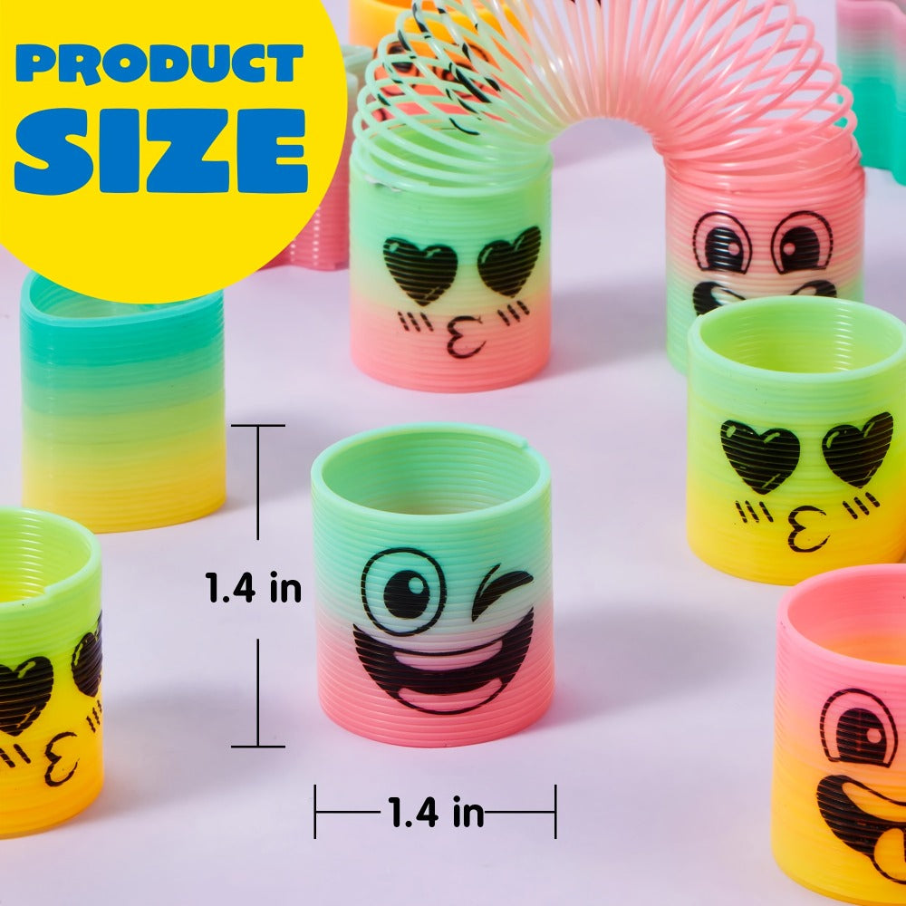Rainbow Mini Spring Coil Party Favors 60pcs Bulk – Fidget Stress Toys for Kids, Goodie Bag Stuffers, Carnival Prizes, Birthday Party Supplies, Non-Toxic Plastic Coil Springs