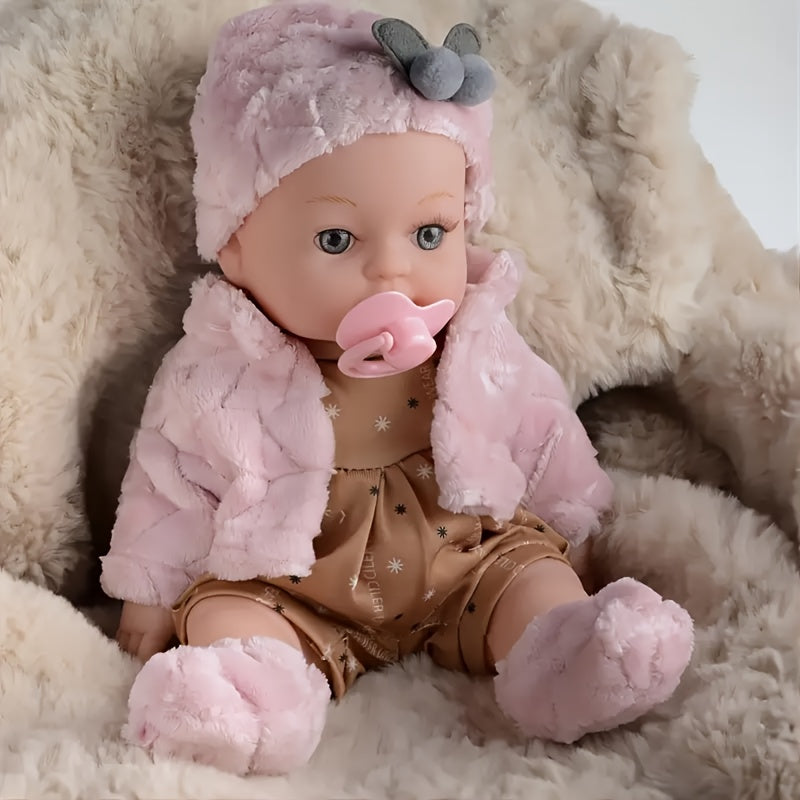 Bunny Ear Baby Doll 12 Inch Pink – Fluffy Bunny Ears Soft PVC Realistic Newborn Comfort Doll, Cute Plush Toy for Boys & Girls Ages 3+, Birthday Easter Holiday Gift for Kids