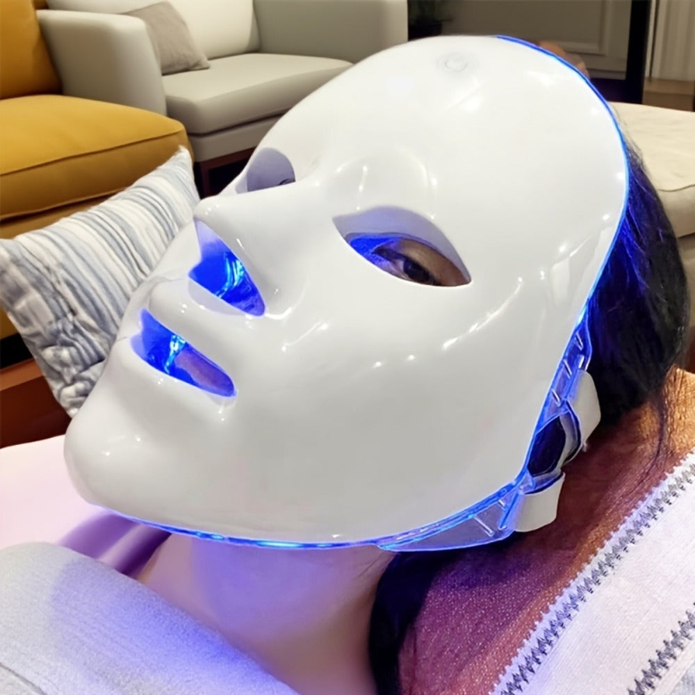 LED Light Therapy Facial Mask 7-Color USB Rechargeable Portable - Skin Rejuvenation Anti-Aging Acne Treatment Collagen Boost Home Beauty Device - Skincare Gift for Women Girlfriend All Skin Types