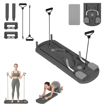 Home Pilates Training Board 8-in-1 – 350LB Capacity, PP Anti-Distortion, Foldable with Resistance Bands & Non-Slip Feet for Shoulders, Abs & Full Body Strength Training