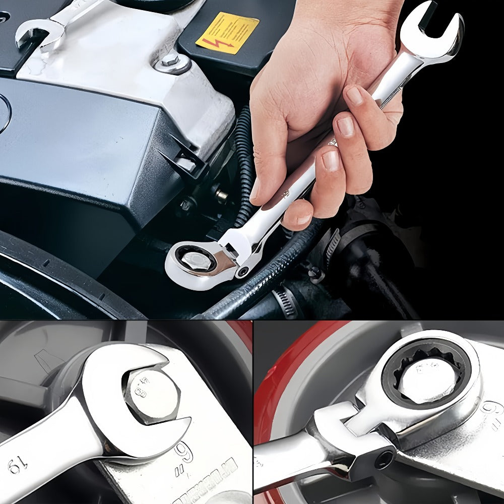 Ratchet Wrench Set 6-Piece Double-Ended Quick Release – Metric 8-17mm, 72-Tooth, Adjustable Combination Wrench Kit with Storage Bag for Home, Car & Mechanical Use