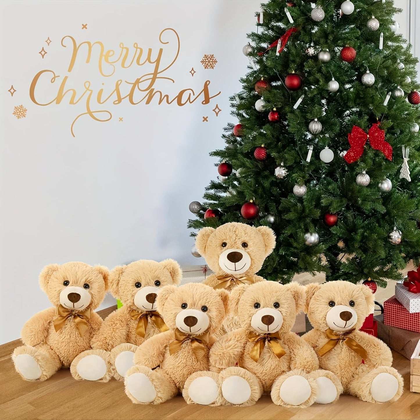Mini Teddy Bears Set of 6 – Cute Small Khaki Stuffed Animal Plush Bears for Party Favors, Birthday Gift Bags, Classroom Prizes & Kids Toddlers Girls Boys