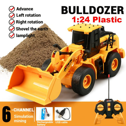 RC Construction Truck Toy 1:24 Scale Alloy Bulldozer Dump Truck & Excavator – 11-Channel Remote Control with Forward, Backward, Turning & Sound, Indoor Outdoor RC Toy Gift for Boys Girls