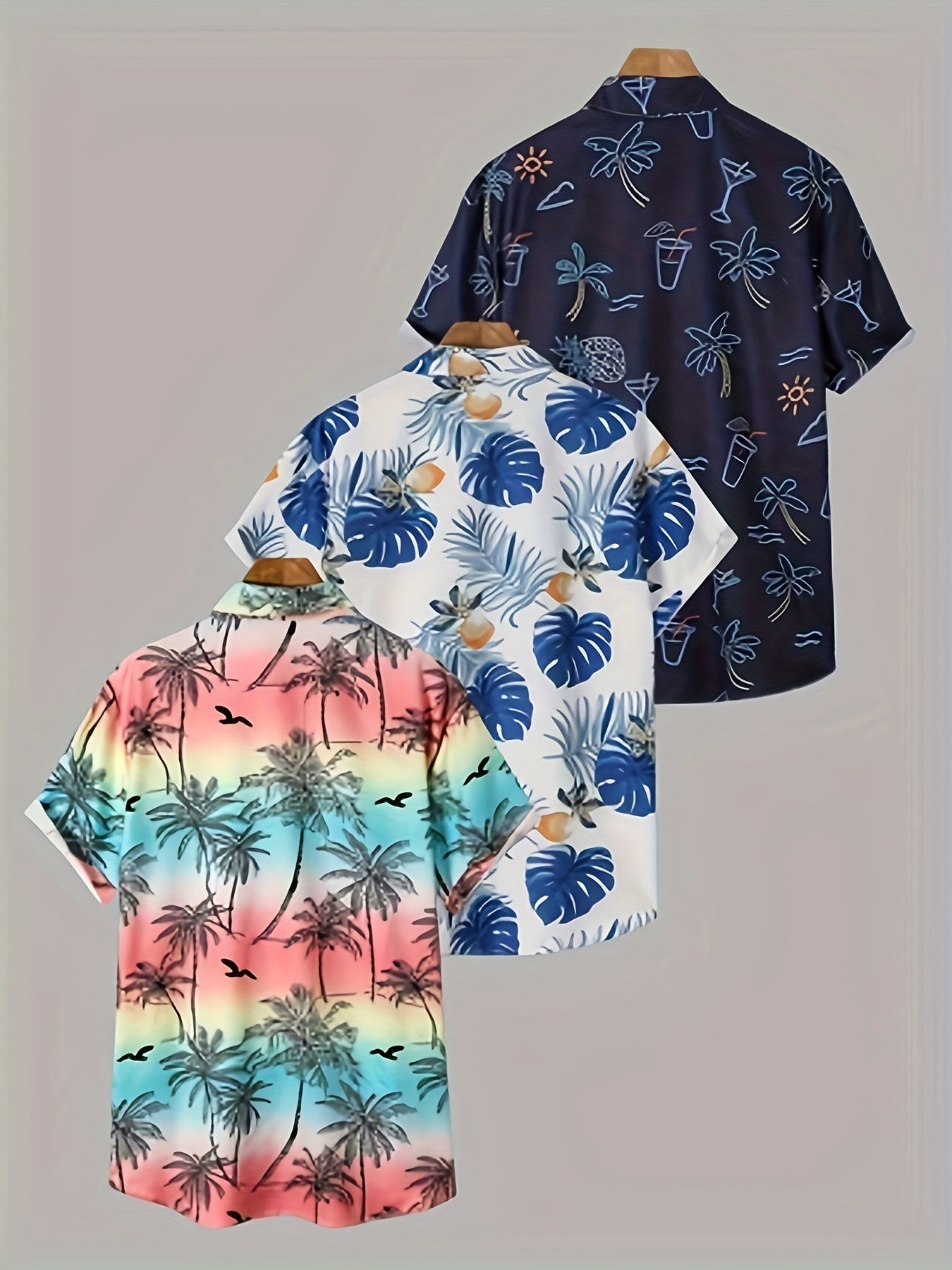 Men's Tropical Print Shirt - Collared Short Sleeve 489765