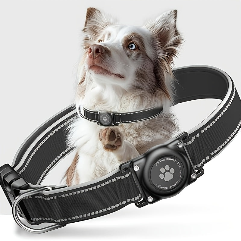 Reflective Dog Collar with AirTag Holder – Padded Durable Collar for Small, Medium & Large Dogs | S, M, L, XL | 6 Colors
