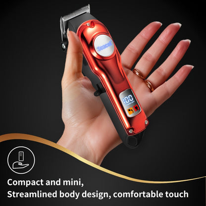 900mAh LCD Hair Clippers for Men – USB Rechargeable Cordless Electric Trimmer with Limit Combs & Cleaning Brush, Professional Fade Barber Clipper for Home Use, Black Red