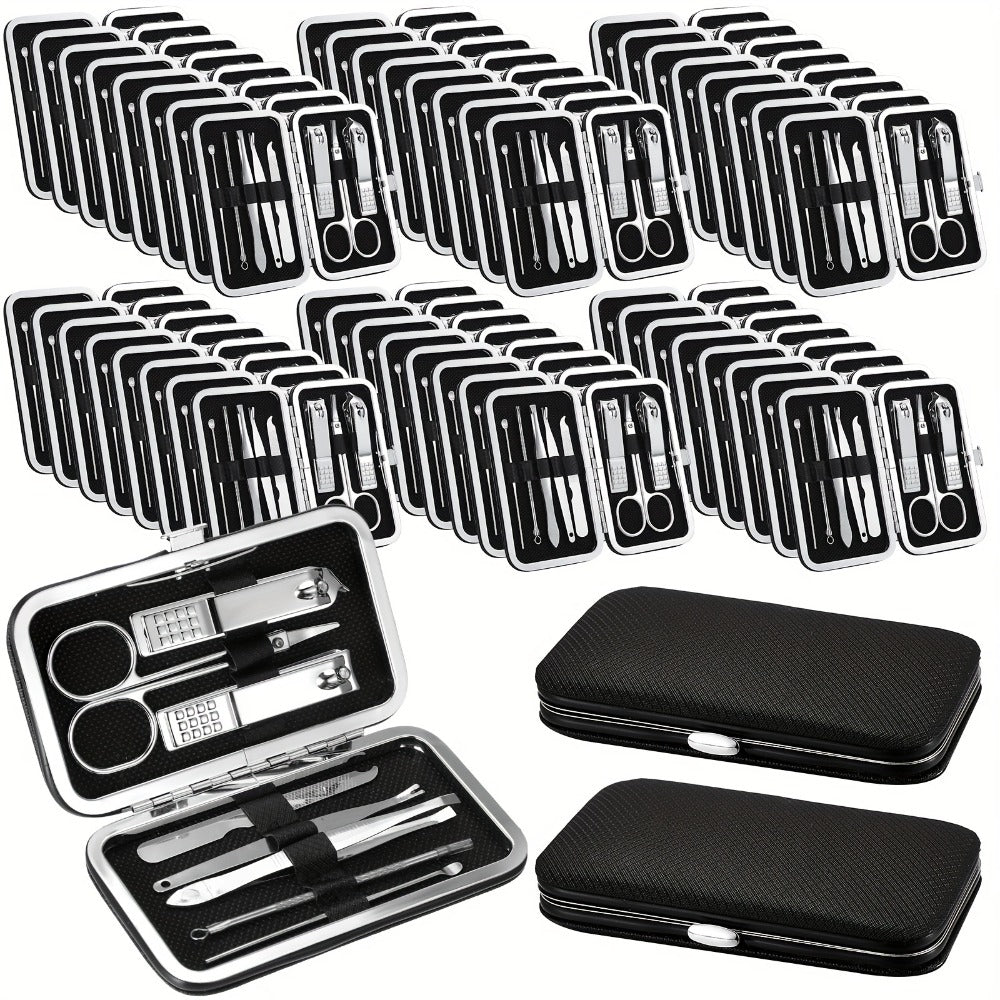 Bulk Nail Clipper Set 50 Pack 8-in-1 Stainless Steel Manicure Pedicure Kit with Portable Travel Case – Professional Grooming Tools Gift Set for Men Women Family Corporate Employees Clients