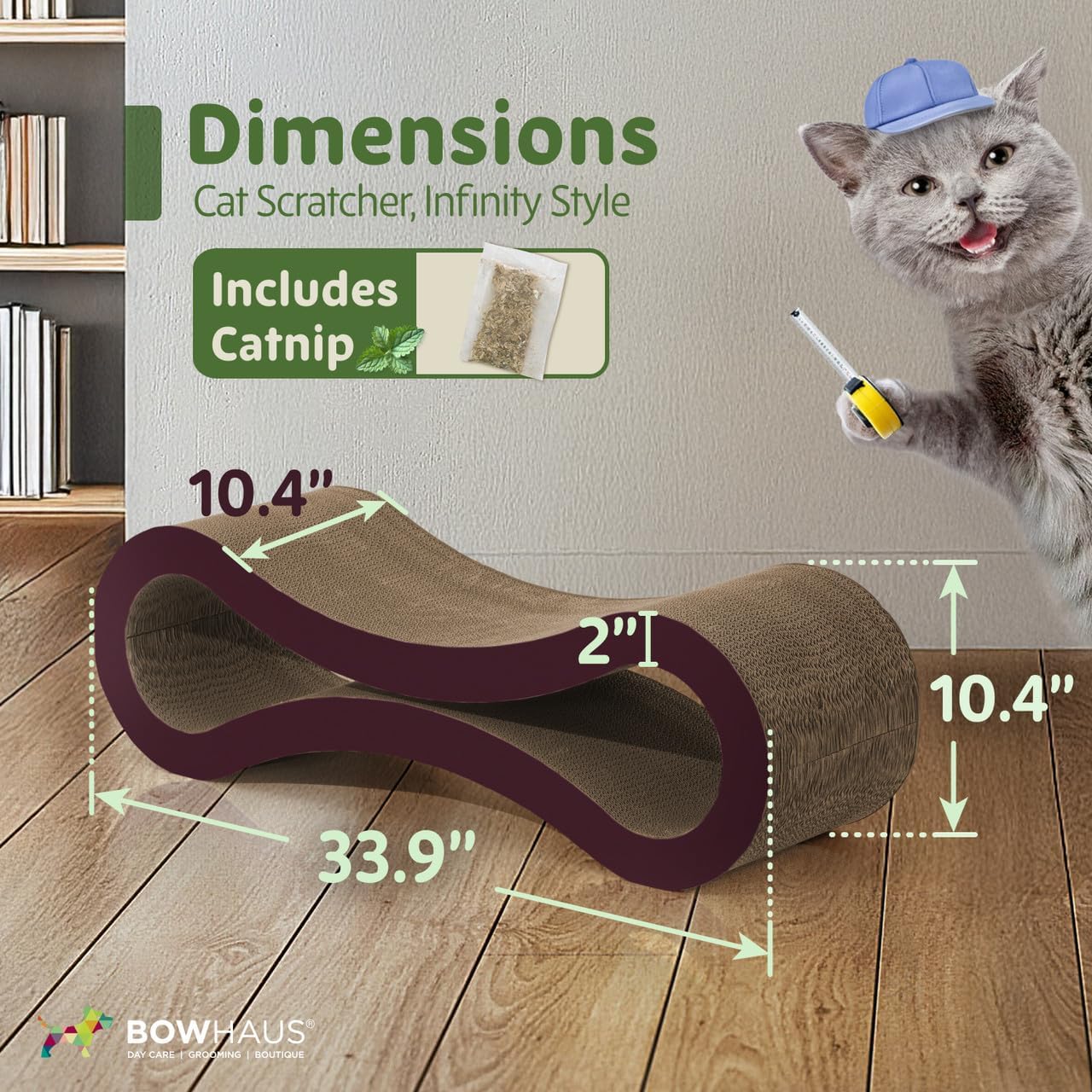 Cat Scratcher Lounger Large Infinity Reversible Cardboard Scratching Pad Board for Indoor Cats, 5-Layer High-Density Cat Scratch Bed with Double-Sided Design, Furniture Protector, Brown & White