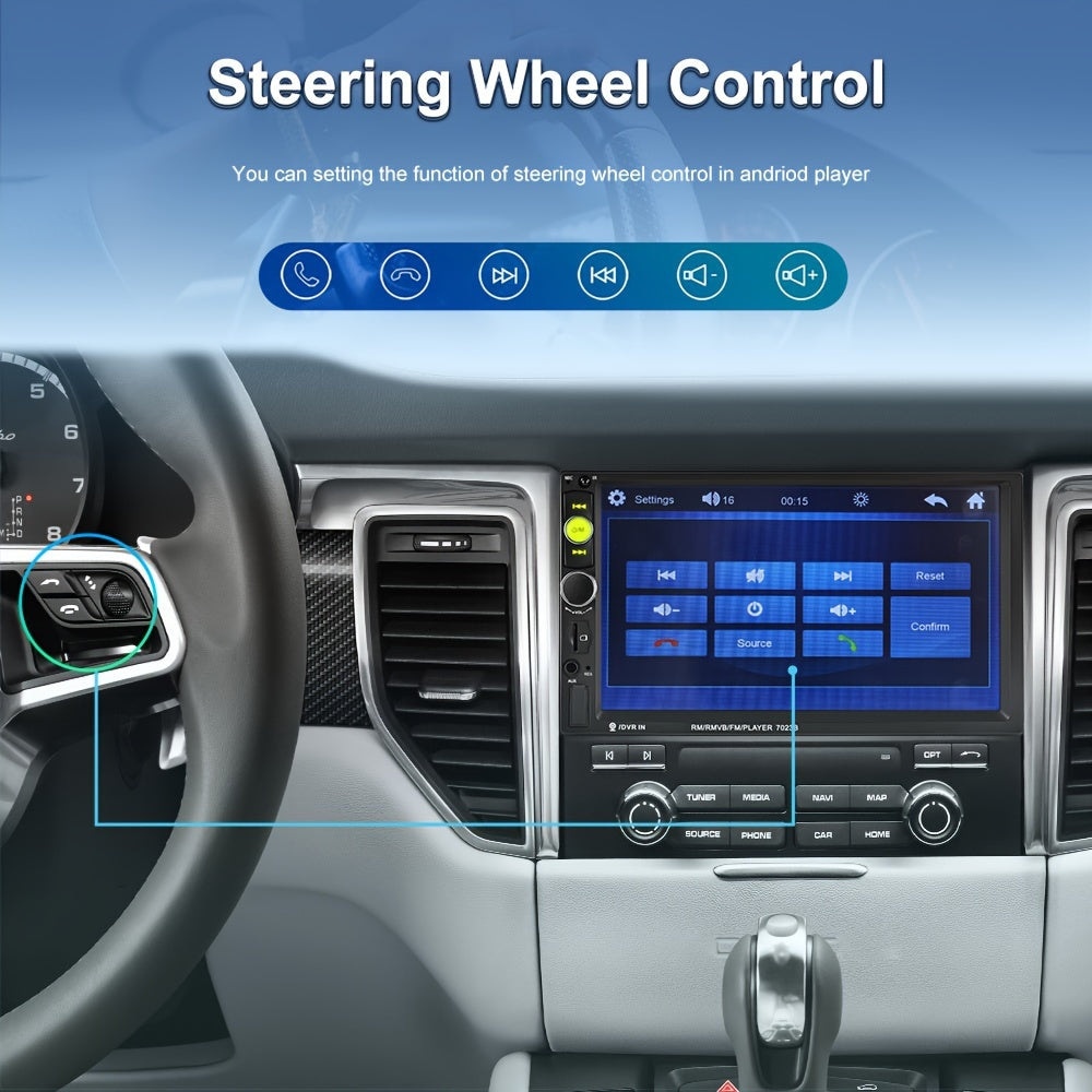 HIKITY Double Din Car Stereo Featuring a 7-Inch Touch Screen, Compatible with AUX/USB/TF Card/Mirror Link/Steering Wheel Control, Plus an Optional Backup Camera, Without Battery