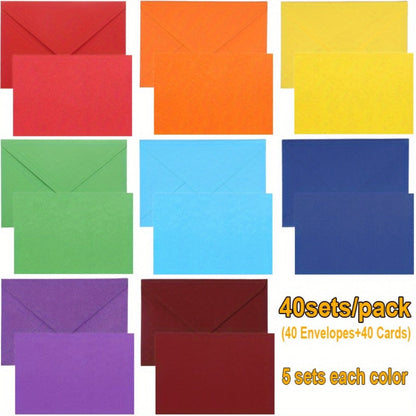 Blank Cards with Envelopes 4x6 Inch | 40 or 80 Sets Colorful Rainbow DIY Greeting Cards | Single Panel Holiday Christmas Birthday Note Cards Bulk Set | A Colors & B Colors for Crafts, Invitations, Thank You