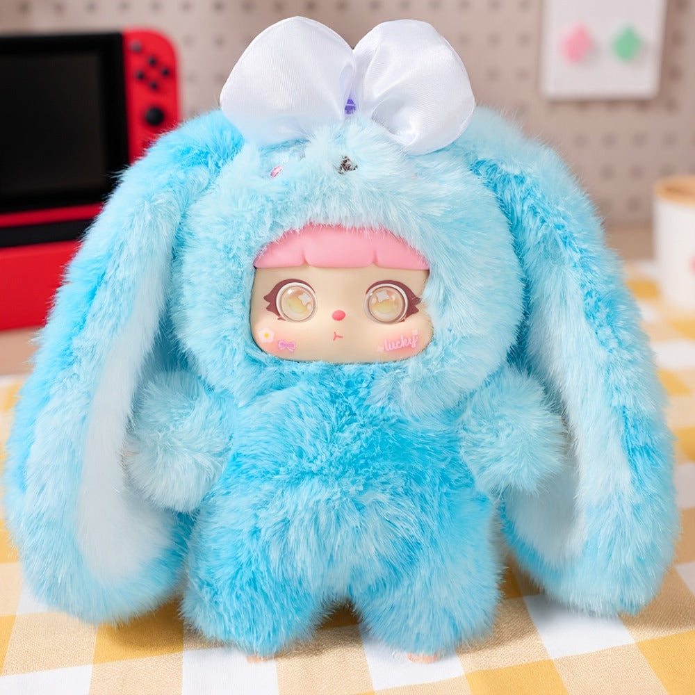 Kawaii Rabbit Plush Toy with Detachable Face — Soft Bunny Stuffed Animal Collectible for Girls Teens Adults | Unique Birthday Valentine's Day Christmas Holiday Gift | Room Decor Shelf Display