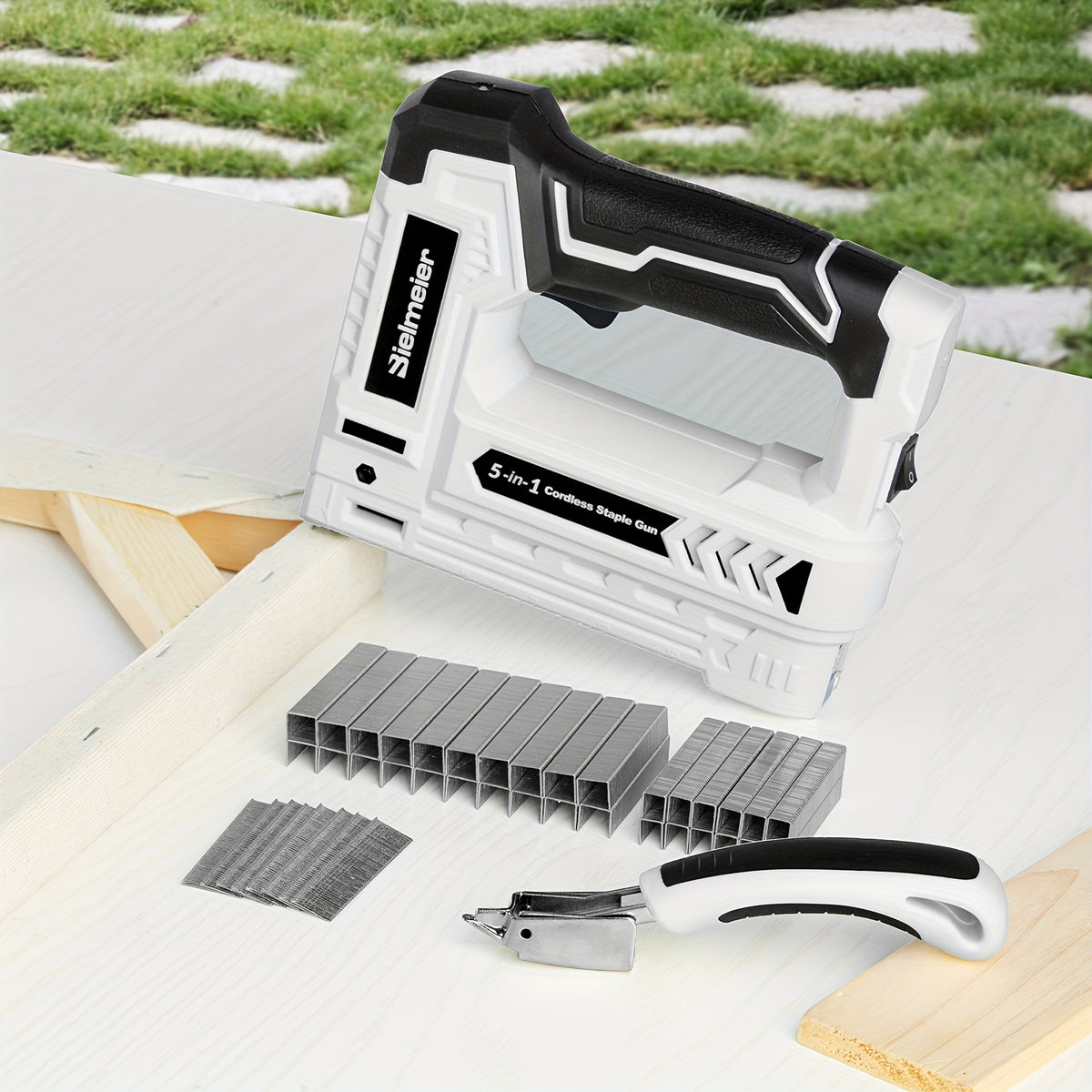 Bielmeier 20V/4V Cordless 2-in-1 Stapler/Nailer, Brad Nailer Without Compressor And Cord, Lightweight Design, with Safety Striker Guard, Battery&Charger, 1600/2000 Nails And Staples, for Carpentry And Upholstery & Perfect Gifts for DIYers