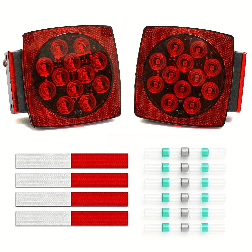 12V LED Trailer Tail Lights Kit - Stop, Turn Signal, Brake & License Plate Light for Trailers Under 80" - Boat, RV, Camper, Truck
