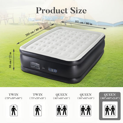 Camping Air Mattress with High-Capacity Pump - Anti-Deformation Honeycomb PVC Construction, Soft Flocking Top for Comfort, Outdoor Inflatable Sleeping Pad for Tent Camping Backpacking Adults