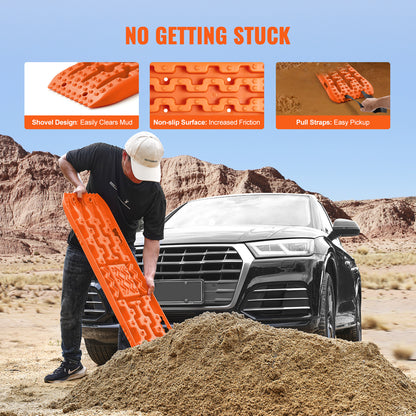 Traction Boards 2-Pack – 10-Ton Off-Road Vehicle Recovery Boards for Mud, Sand & Snow, High-Strength PP with Pull Straps & Storage Bag for SUV, Truck & RV