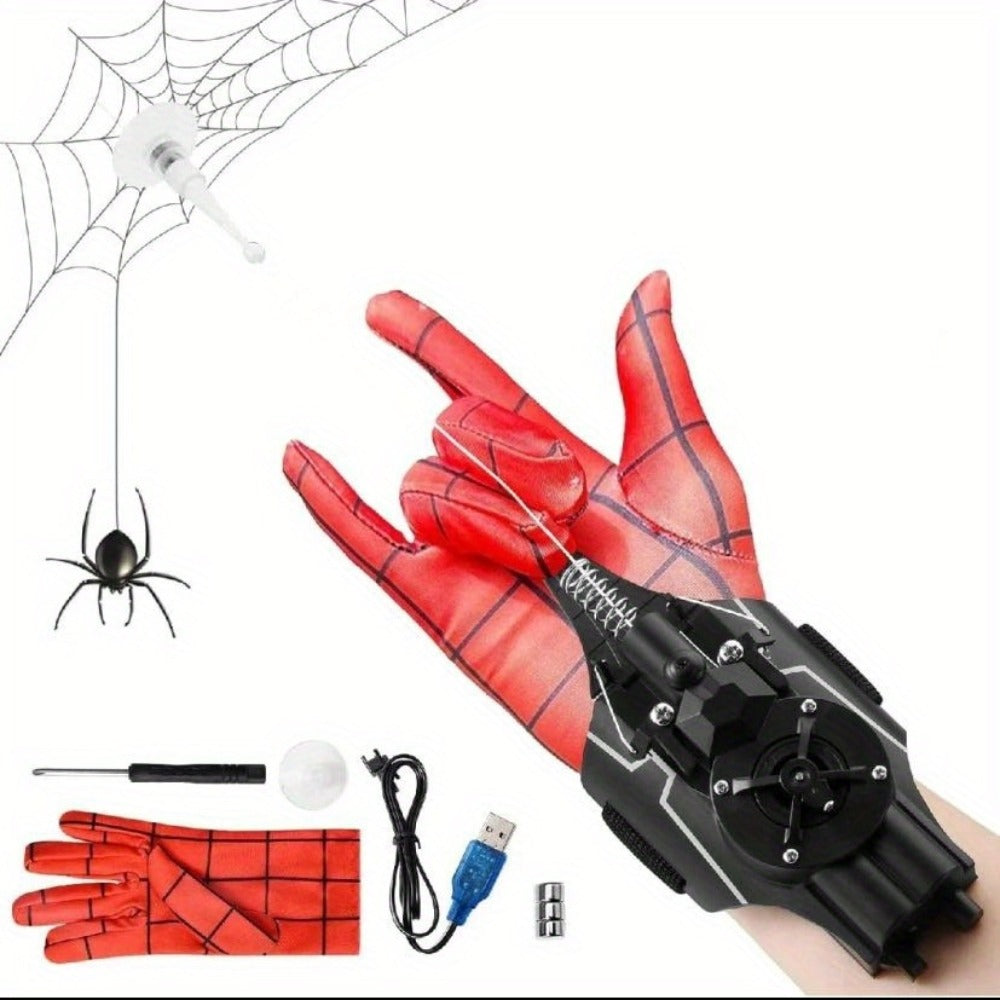 Spider Web Shooter Wrist Toy for Kids - 8ft Realistic Web Launcher with Suction Cup, String Gloves & Launcher, Superhero Role Play Cosplay Toy, Birthday Gift for Boys
