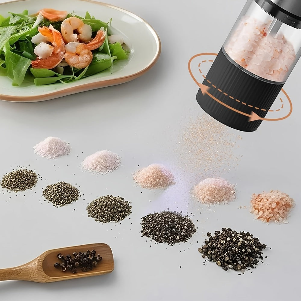 Electric Pepper Grinder USB-C Rechargeable – 5-Level Adjustable Coarseness, One-Hand Operation, Stainless Steel Pepper Mill with Ceramic Core for Kitchen Cooking, Outdoor BBQ & Grilling