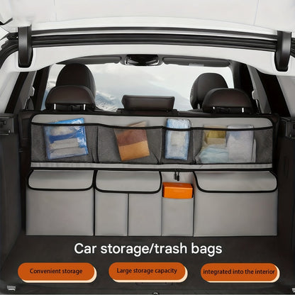 Car Trunk Organizer Bag - High Capacity Oxford Cloth Rear Seat Storage with Adjustable Dividers & Storage Pockets, Universal Fit for Cars, SUVs & Trucks