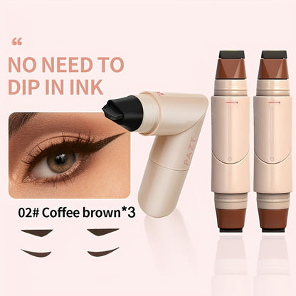 Eyeliner Stamp Pen 3PCS Double-Headed Rotating Waterproof for Women - Quick-Dry Smudge-Proof 24H Wear Winged Liner Stamp for Perfect Cat Eye, Black & Brown, Beginner-Friendly Eye Makeup Set