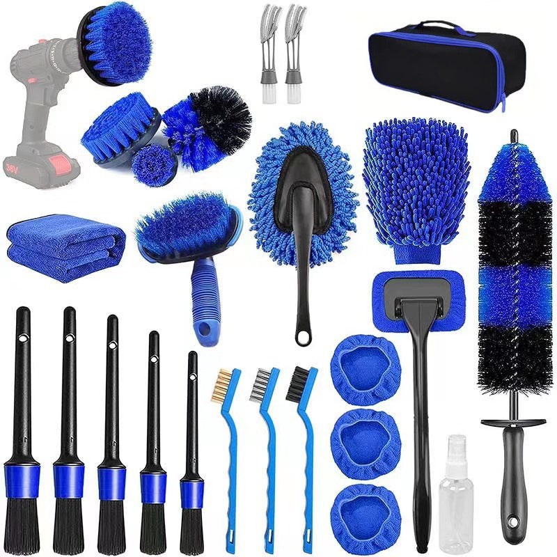 25pcs Cleaning Brush Car Detailing Kit, Car Detailing Brush Set, Car Cleaning Kit, Auto Detailing Tools for Interior Exterior Wheels, Professional Car Wash Additions with Windshield Cleaning Tool And Storage Box